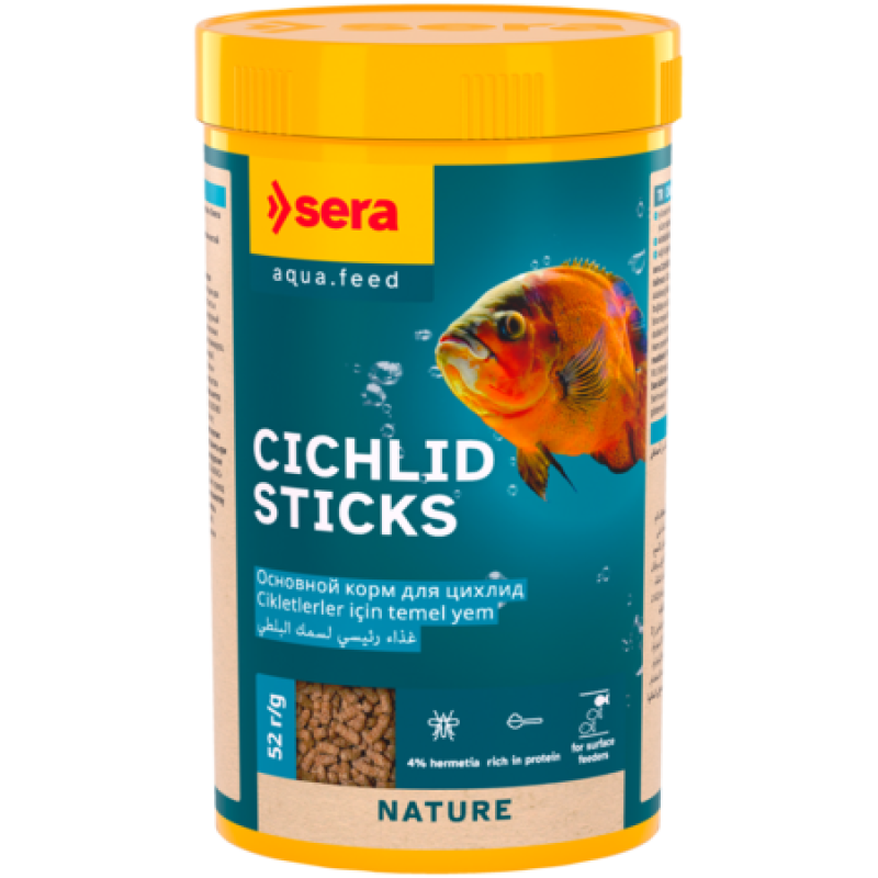 Barība zivīm : Sera Cichlids Sticks 1000ml (210g)