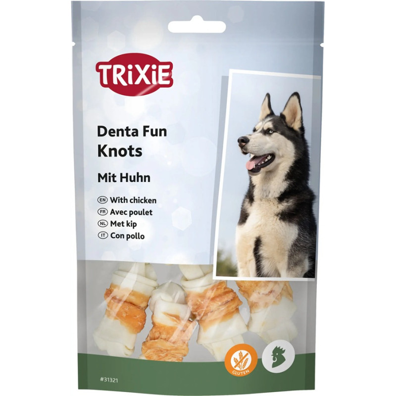 Gardums suņiem : Trixie Knotted Chewing Bones with Chicken 5cm, 5*70g.