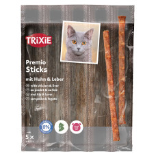 Gardumi kaķiem - Trixie Premio Quadro Sticks anti hairball, ar vistas gaļu un aknām, 5*5g