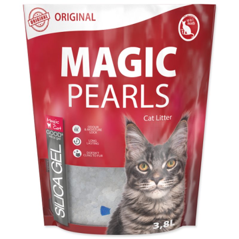 Silikona smiltis kaķu tualetei :  MAGIC PEARLS Original, 3.8 l