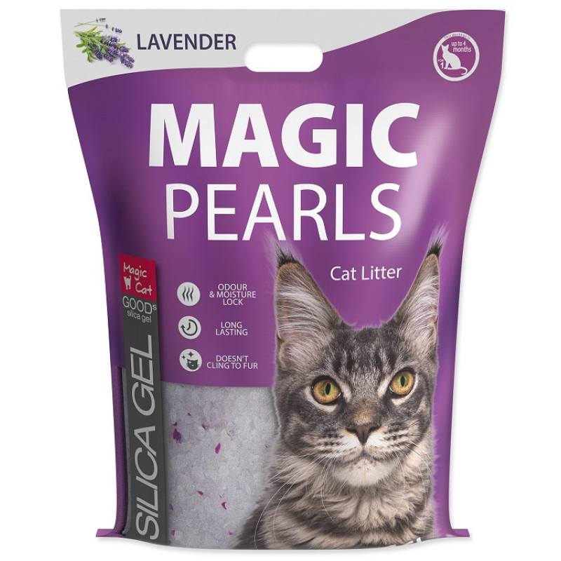 Silikona smiltis kaķu tualetei : MAGIC PEARLS Lavender 16 L