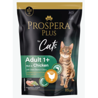 Konservi kaķiem - Prospera Plus, Cat Pouch Adult 1+, Chicken and Beans, 85 g