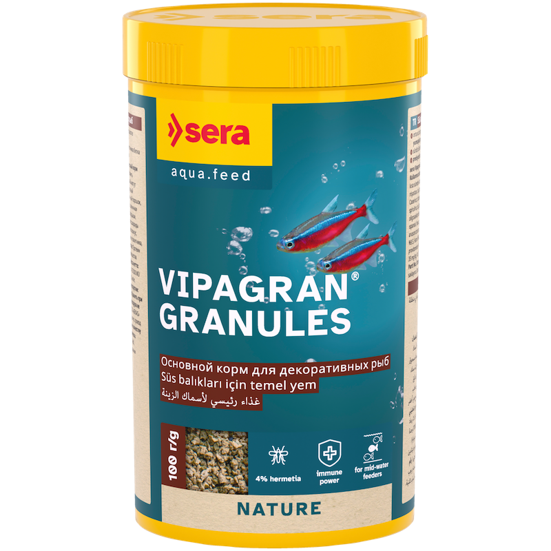 Peldoša, mīksta granulu barība dekoratīvajām zivīm - Sera Vipagran Granules 250 ml (100 g)