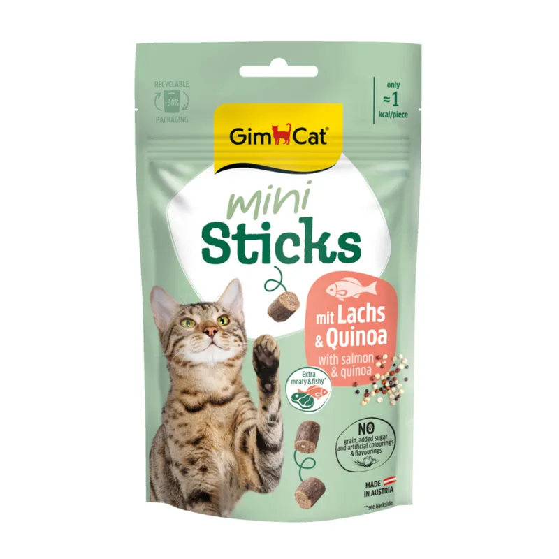 Gardumi kaķiem - GimCat Mini Sticks With Salmon & Quinoa 50g