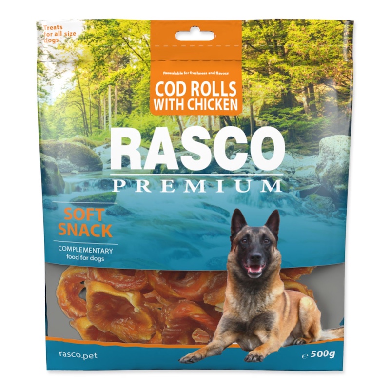 Gardums suņiem - Rasco Premium Snack cod rolls coated with chicken meat 500g