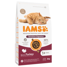 Sausā barība kaķiem - IAMS CAT Advanced Nutrition Sensitive Digestion Turkey 3KG