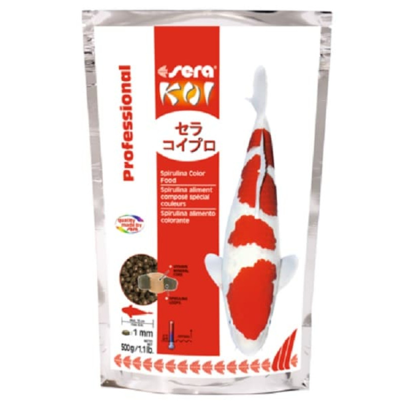 Barība dīķa zivīm : Sera KOI Professional Spirulina Color Food 500g