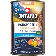 Konservi suņiem - Ontario Adult canned food, monoprotein turkey pāté with sweet potatoes
