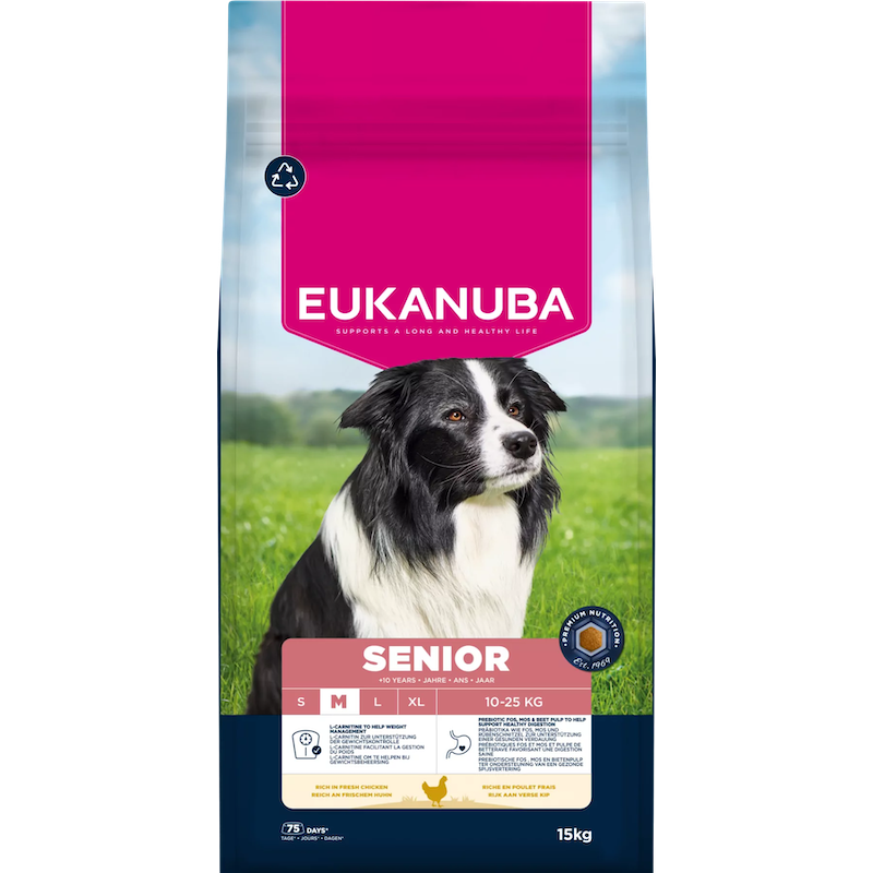 Sausa barība suņiem - Eukanuba Senior Medium Chicken 15 kg