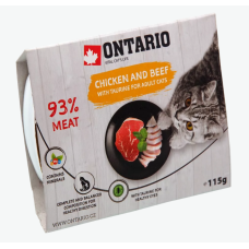 Konservi kaķiem - Ontario Tray Chicken & Beef with Taurine 115g