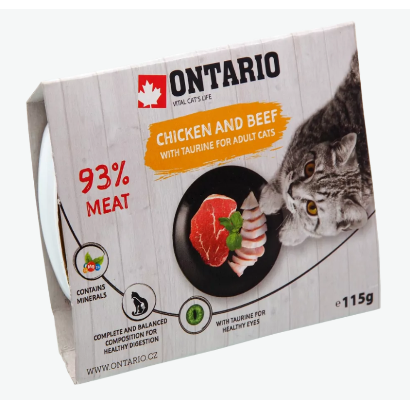 Консервы для кошек - Ontario Tray Chicken & Beef with Taurine 115g