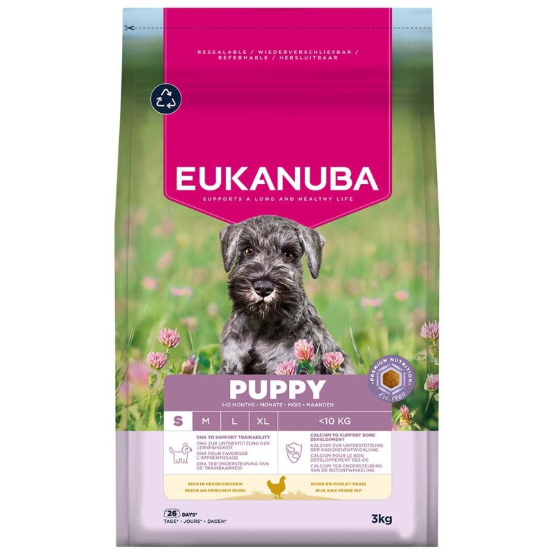 Sausa barība kucēniem - Eukanuba Puppy Small Chicken, 3 kg