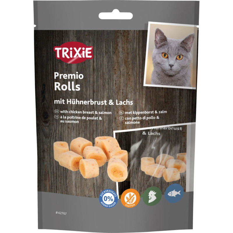 Gardumi kaķiem - Trixie Premio Rolls with Chicken Breast & Salmon, 50 g