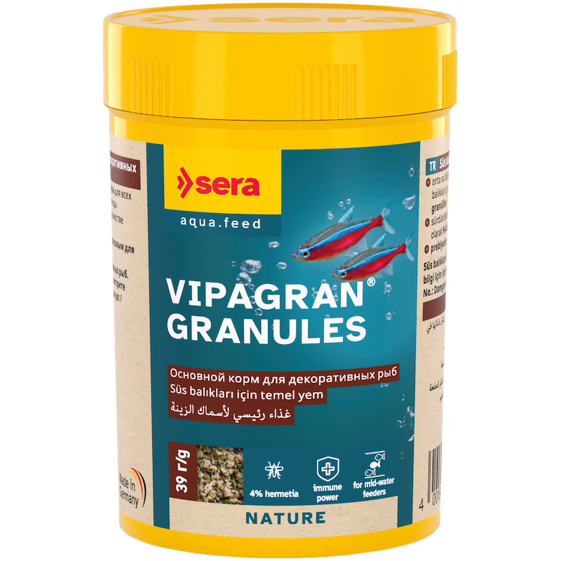 Peldoša, mīksta granulu barība dekoratīvajām zivīm - Sera Vipagran Granules 100 ml (39 g)