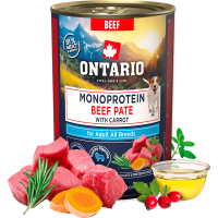 Konservi suņiem - Ontario Adult Monoprotein Beef Pate with Carrots 400g