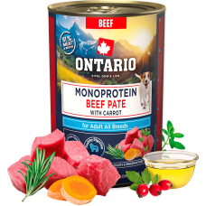 Konservi suņiem - Ontario Adult Monoprotein Beef Pate with Carrots 400g