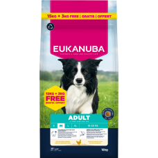 Корм для собак – Eukanuba Adult Medium Chicken, 15+3 kg