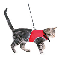 Krūšu siksna veste ar pavadu kaķiem : Trixie Soft harness with lead for cats, 28–42 cm, 1,20 m