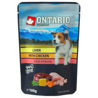 Konservi suņiem : Ontario Dog Liver with Chicken in Broth, 100g
