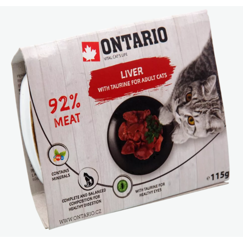 Konservi kaķiem - Ontario Tray Liver with Taurine 115g