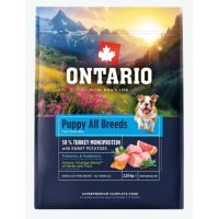 Barība kucēniem – Ontario Puppy and Junior All Breeds, Monoprotein, Turkey and Sweet Potat