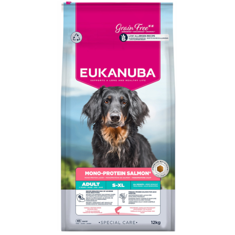 Sausa barība suņiem - Eukanuba Adult Special Care Mono protein Salmon 12KG