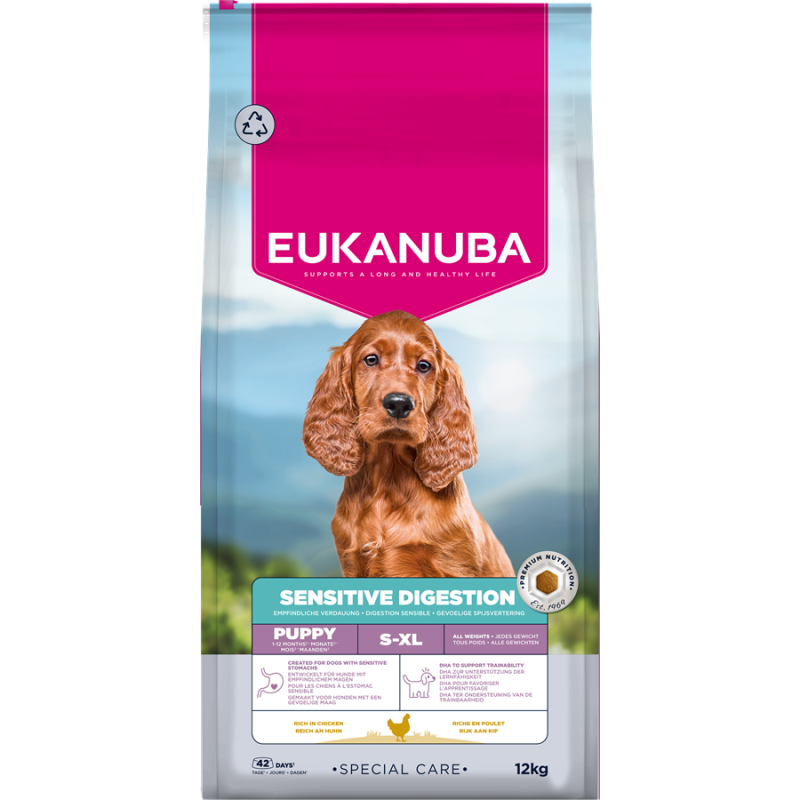 Sausa barība kucēniem - Eukanuba Daily Care for puppies with sensitive digestion 12 kg
