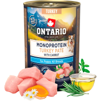 Konservi kucēniem - Ontario Puppy canned food, monoprotein turkey pāté with carrots