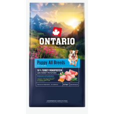 Barība kucēniem – Ontario Puppy and Junior All Breeds, Monoprotein, Turkey and Sweet Potat