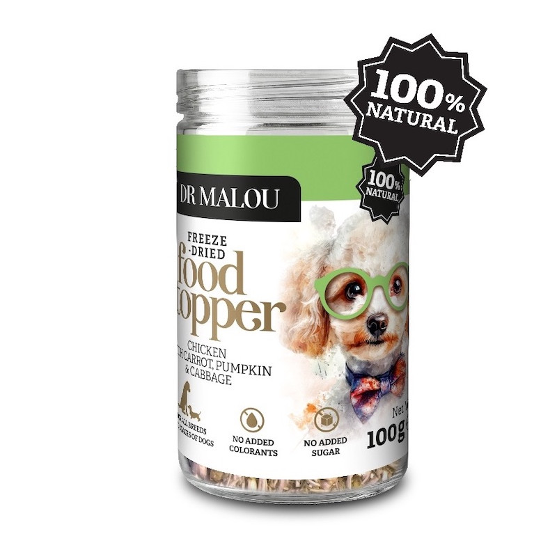 Papildbarība suņiem - DR Malou, Complementary food for dogs, freeze-dried topper - chicken
