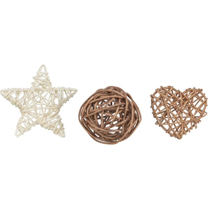Rotaļlieta maziem dzīvniekiem -Trixie Xmas rattan set, 3 pcs., 5–6.5 cm