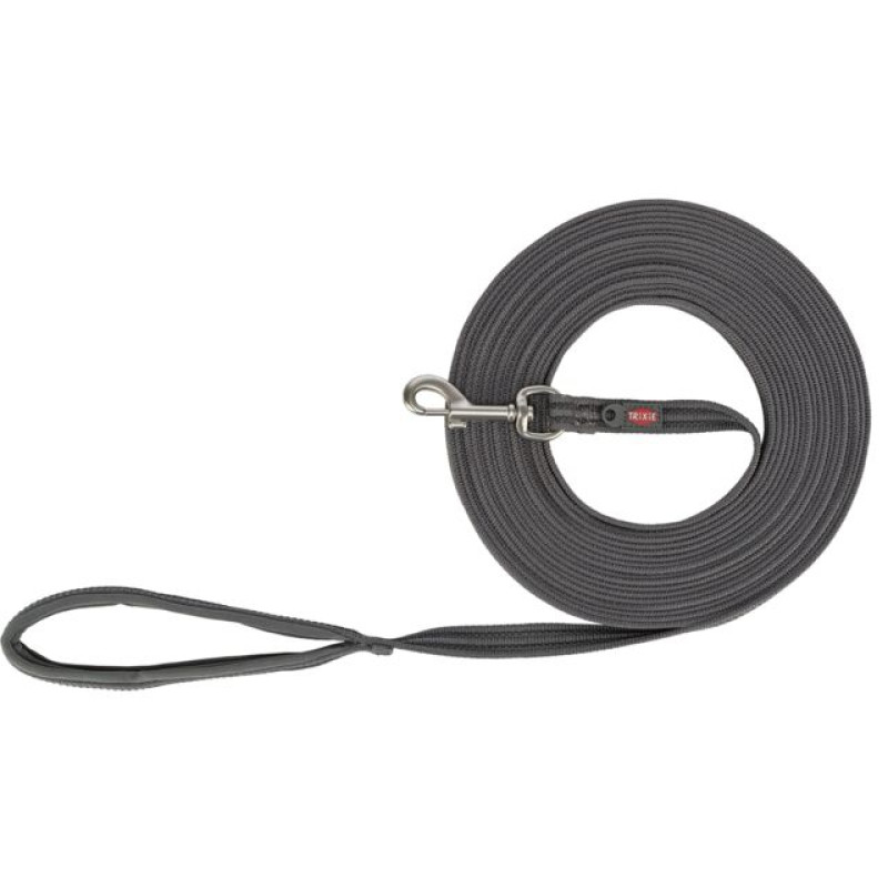 TRX 13 Fusion tracking leash, rubberised, M–XL: 5 m/17 mm, graphite/papaya, Pavada siksna