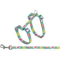 Krūšu siksna un pavada kaķiem - Trixie Cat harness with lead, flowers, 27–45 cm/10 mm, 1.2