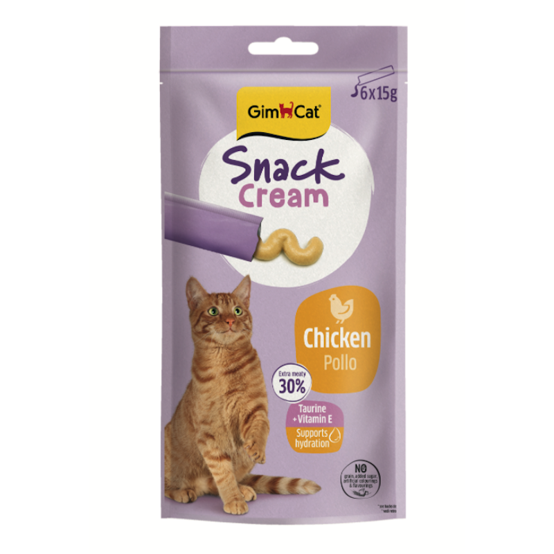 Gardumi kaķiem - GimCat SNACK CREAM CHICKEN 6 X 15 G