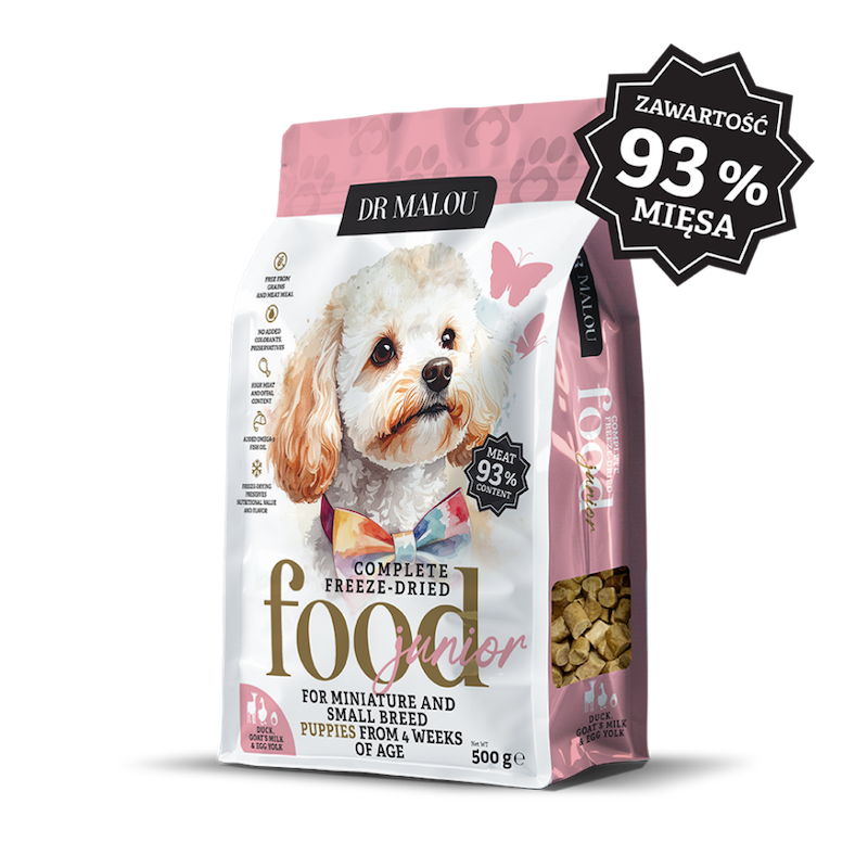 Сублимированный корм для щенков - DR Malou, Puppies - Duck with goat's milk and yolk 500g