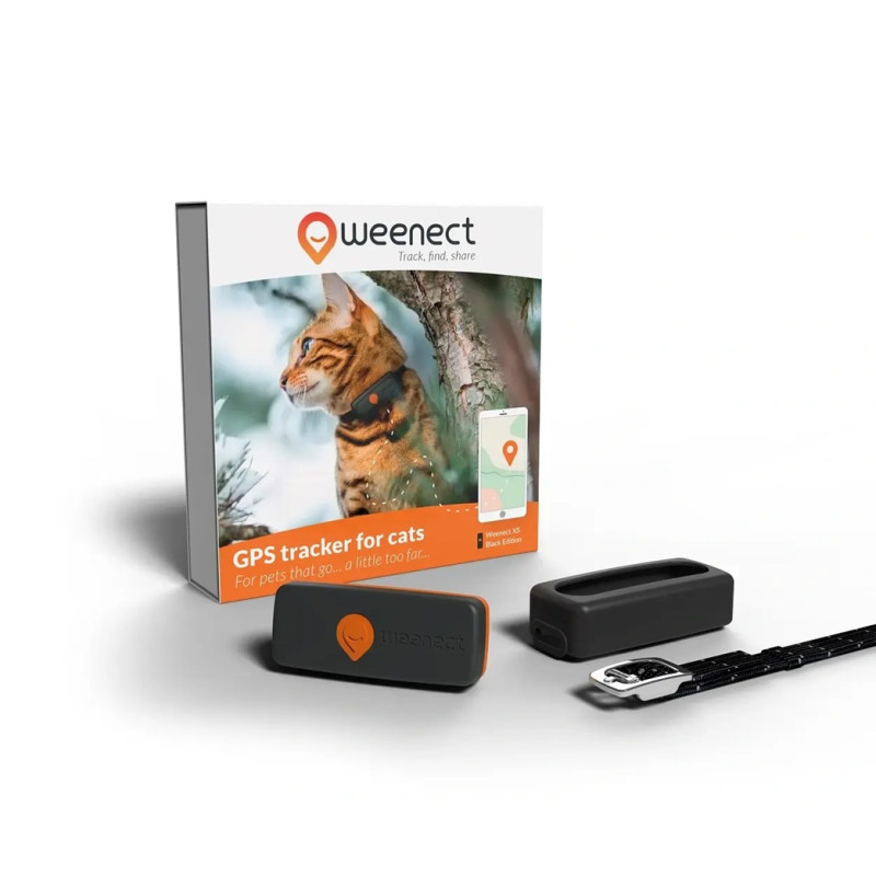 Mini GPS izsekotājs kaķiem - Weenect Cat Black collar (ar kakla siksnu)