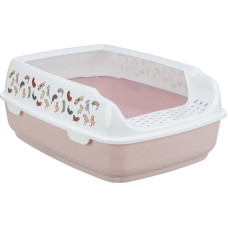 Kaķu tualete - Trixie Delio cat litter tray, with rim, printed, 38 × 20 × 50 cm, light lil