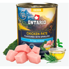 Konservi kucēniem – Ontario Puppy Chicken Pate Flavoured with Spirulina, 800 g