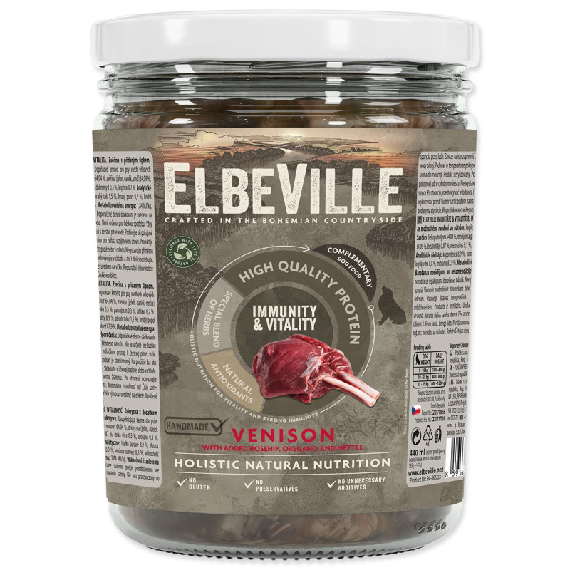 Elbeville Dog Immunity & Vitality venison with added rosehip, oregano and nettle, 440 ml