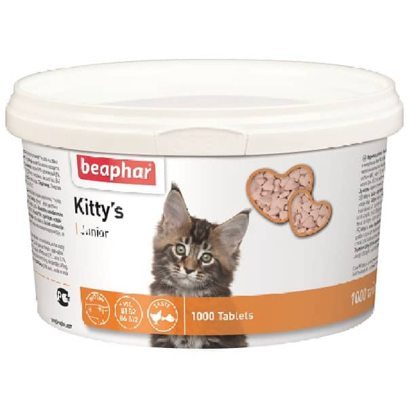Vitamīnizēta papildbarība : Beaphar KITTY'S Junior, 1000tab.