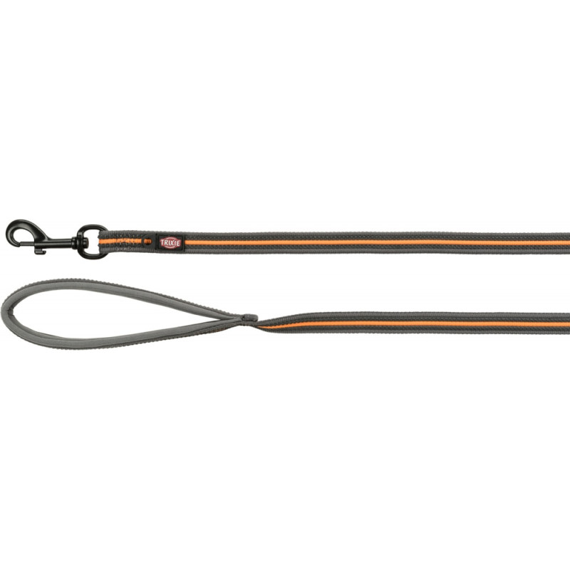 TRX 13 Fusion tracking leash, rubberised, M–XL: 15 m/17 mm, graphite/papaya, Pavada siksna