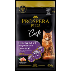 Barība kaķiem – Prospera Plus Sterilized 7+ Chicken Weight Balance, 0,4 kg