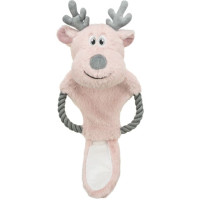 Plīša rotaļlieta - Trixie Xmas reindeer with rope, plush/rope, 47 cm