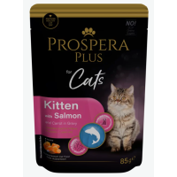 Konservi kaķēniem - Prospera Plus, Cat Pouch Kitten, Salmon and Carrot, 85 g