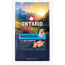 Barība kucēniem – Ontario Puppy and Junior All Breeds, Monoprotein, Turkey and Sweet Potatoes, 0,75 kg 