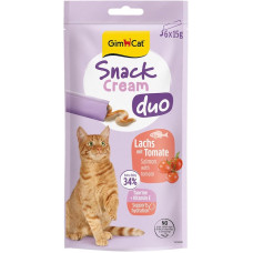 Gardumi kaķiem - GimCat SNACK CREAM DUO SALMON & TOMATO 6 X 15 G