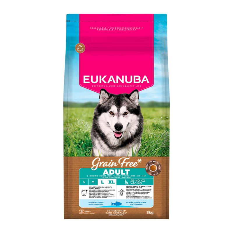Sausa barība suņiem - Eukanuba Adult Large Ocean Fish Grain Free, 3 kg