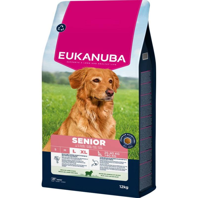 Sausa barība suņiem - Eukanuba Senior Large Lamb and Rice, 12 kg