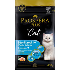 Barība kaķiem – Prospera Plus Sterilized 1+ Chicken Weight Balance, 0,4 kg
