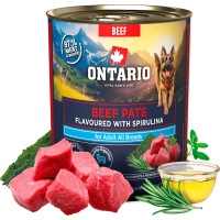 Konservi suņiem - Ontario Adult Beef Pate with Spirulina Flavor 800g